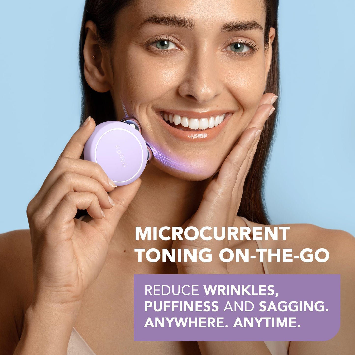 FOREO BEAR 2 go – Reisefreundliches Mikrostrom-Gesichtsgerät für feine Linien, Falten, Anti-Aging, Face Lifting & Straffung – Lavender
