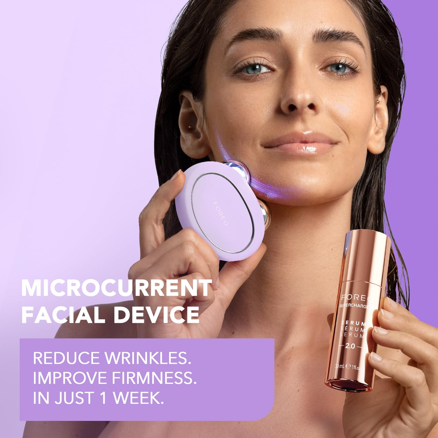 FOREO BEAR 2 Gesichtsmassagegerät mit Mikrostrom – Face Lifting, Toning, Anti-Aging, Straffung & Festigung, nicht-invasiv – Lavender