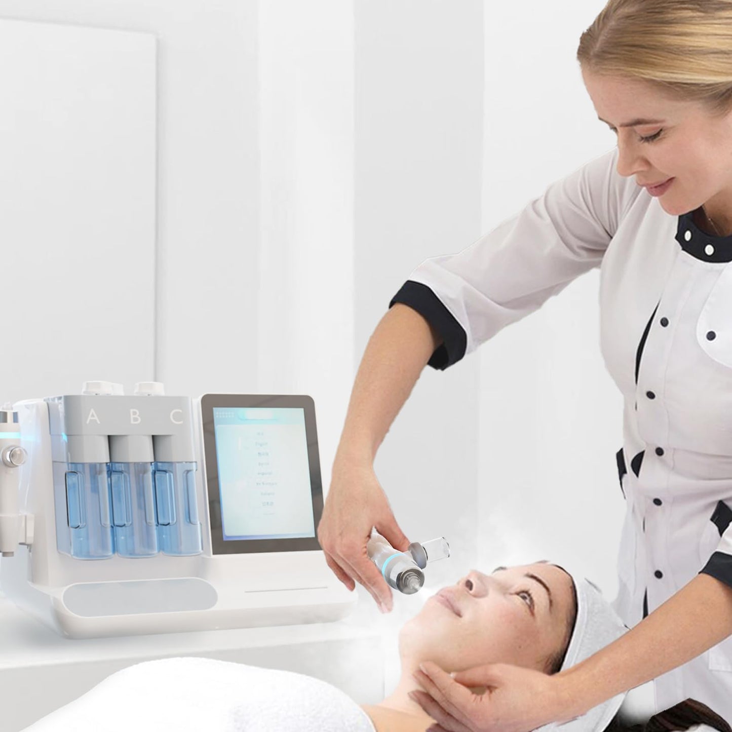 7-in-1 Wasserstoff-Sauerstoff Gesichtsreinigungs- & Pflegegerät – Hautstraffung, Tiefenreinigung, Hydra-LED, RF-Wassertherapie für Spa & Profi
