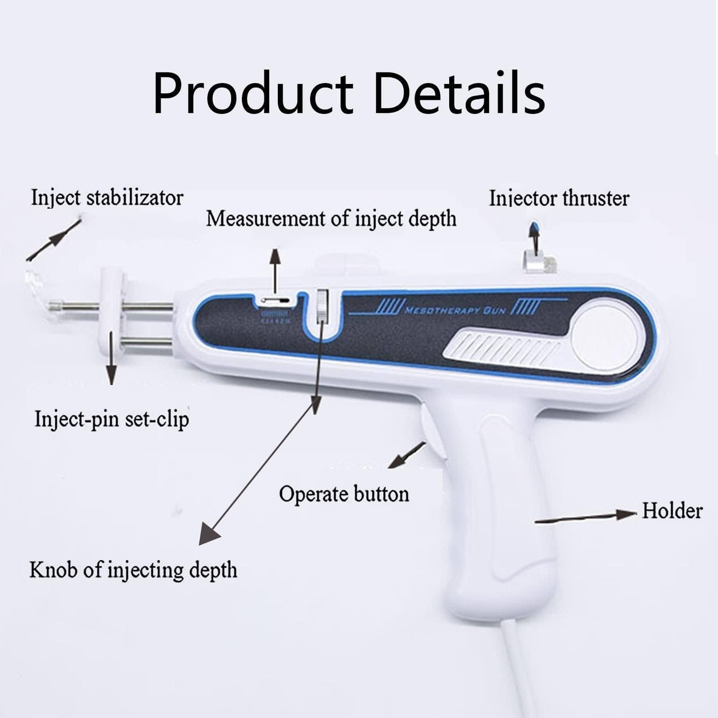 Mesotherapie Gun Gesicht – Anti-Aging, hautstraffender Vanadium-Titan Injektor, professionelle PRP-Schönheitsmaschine, 46x43x19 cm