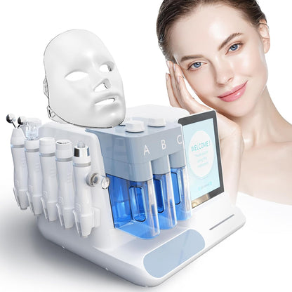 7-in-1 Wasserstoff-Sauerstoff Gesichtsreinigungs- & Pflegegerät – Hautstraffung, Tiefenreinigung, Hydra-LED, RF-Wassertherapie für Spa & Profi
