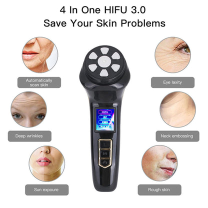 HiFu Mini 4-in-1 RF Gesichts-Massagegerät – Kavitation, Mikrostrom & Anti-Falten Beautyinstrument