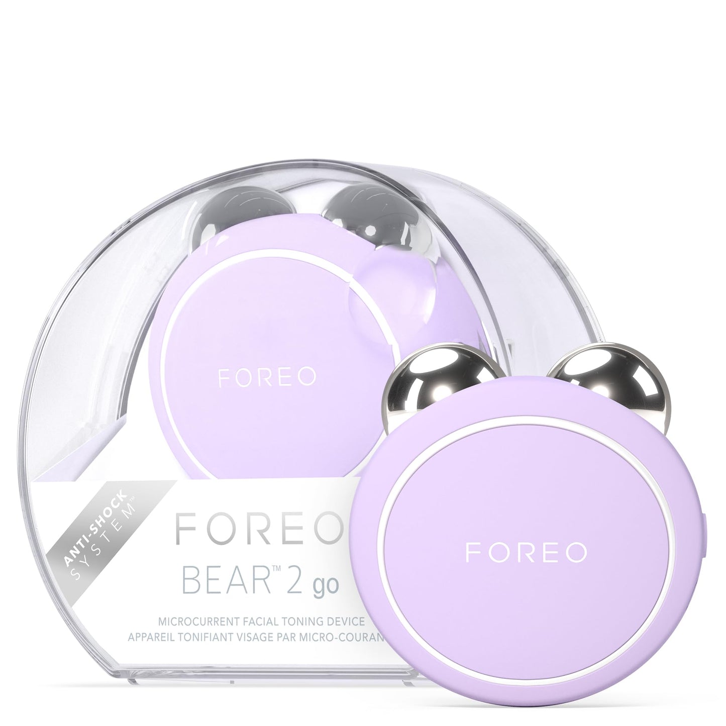 FOREO BEAR 2 go – Reisefreundliches Mikrostrom-Gesichtsgerät für feine Linien, Falten, Anti-Aging, Face Lifting & Straffung – Lavender