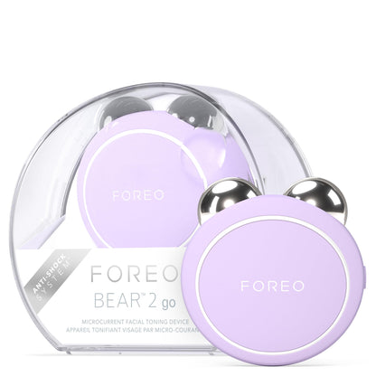 FOREO BEAR 2 go – Reisefreundliches Mikrostrom-Gesichtsgerät für feine Linien, Falten, Anti-Aging, Face Lifting & Straffung – Lavender