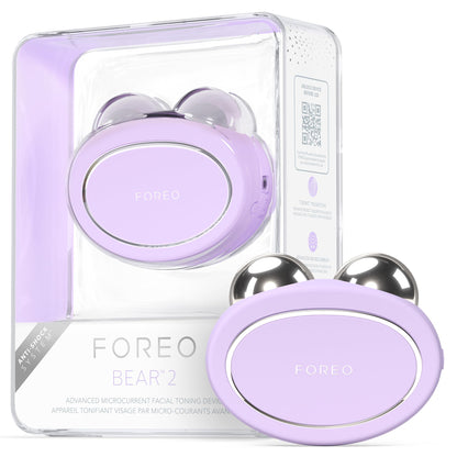 FOREO BEAR 2 Gesichtsmassagegerät mit Mikrostrom – Face Lifting, Toning, Anti-Aging, Straffung & Festigung, nicht-invasiv – Lavender