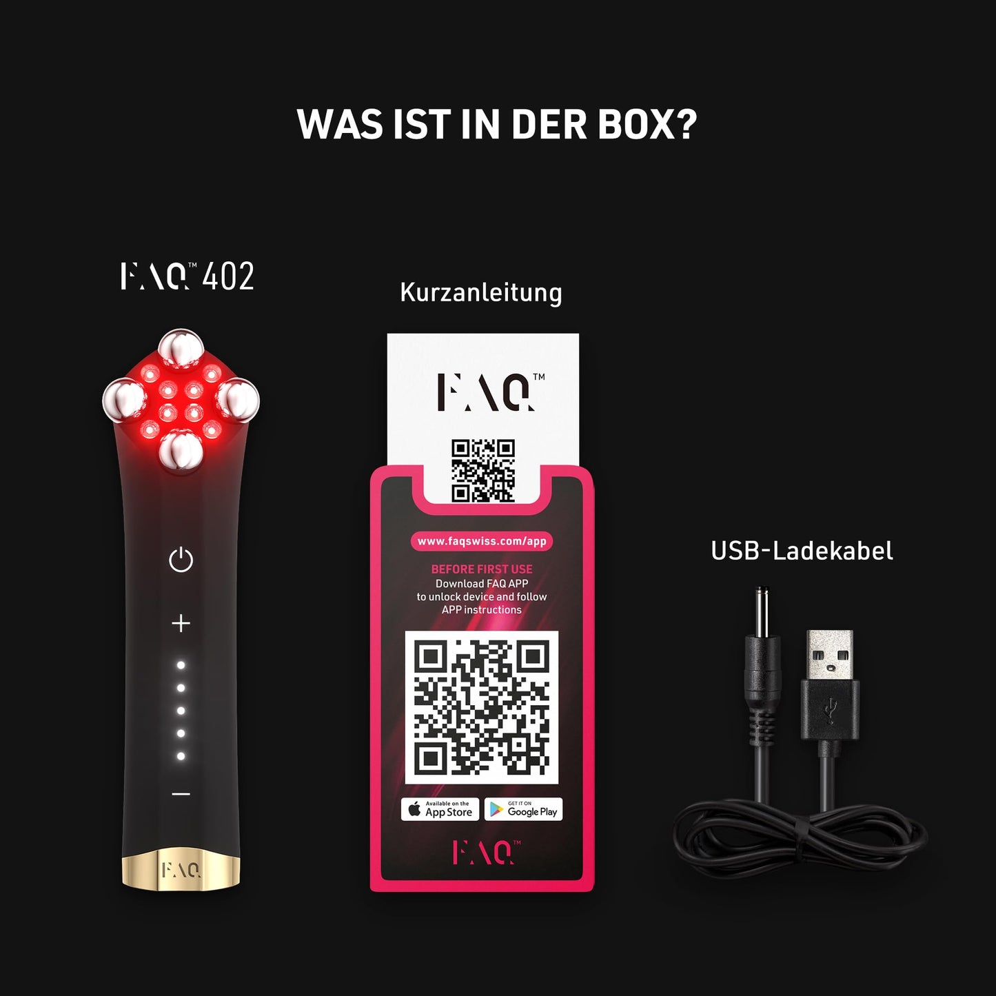 FAQ 402 Dual-Mikrostrom Gesichtsmassager – EMS Gua Sha, Lymphdrainage, Rotlichttherapie für Toning & Entschwellung, fortschrittliches Face Care Gerät