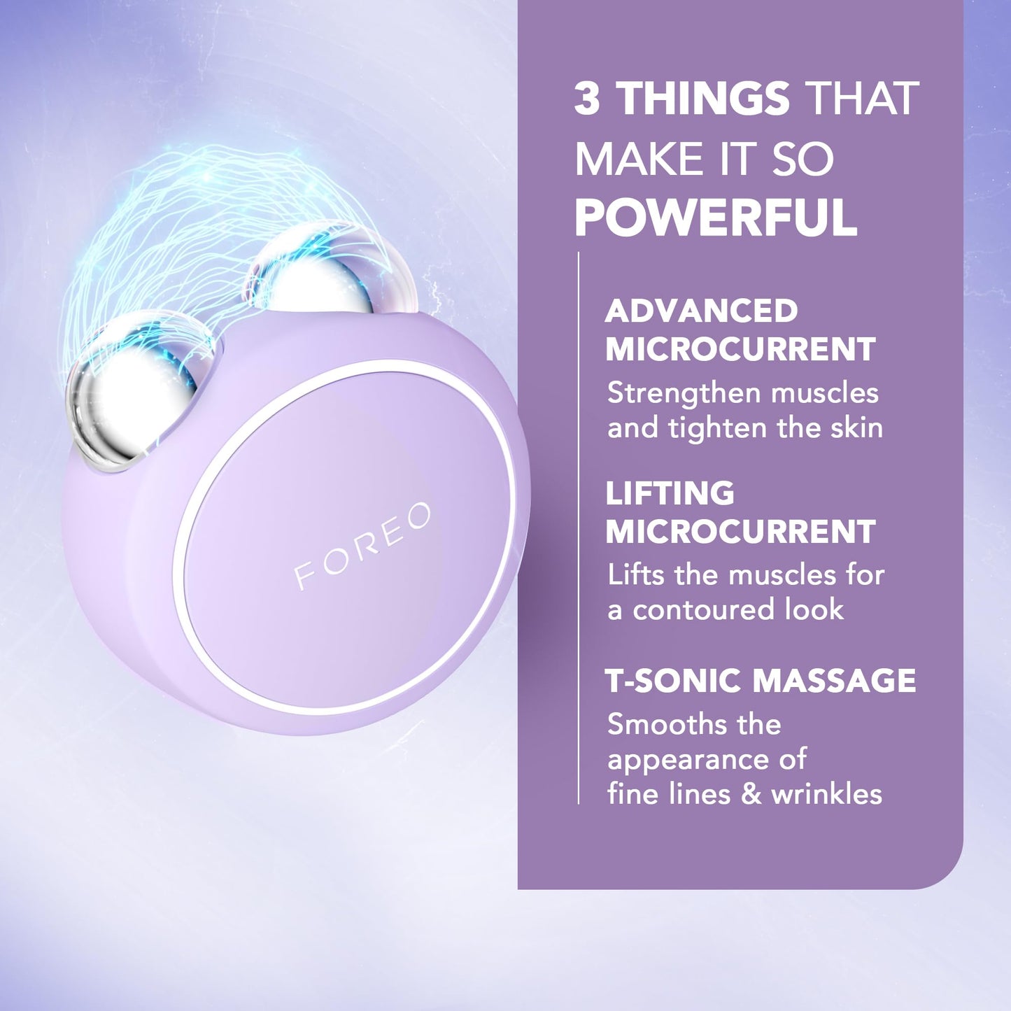 FOREO BEAR 2 go – Reisefreundliches Mikrostrom-Gesichtsgerät für feine Linien, Falten, Anti-Aging, Face Lifting & Straffung – Lavender