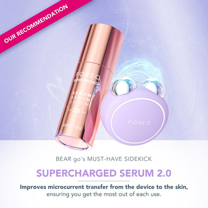 FOREO BEAR 2 go – Reisefreundliches Mikrostrom-Gesichtsgerät für feine Linien, Falten, Anti-Aging, Face Lifting & Straffung – Lavender