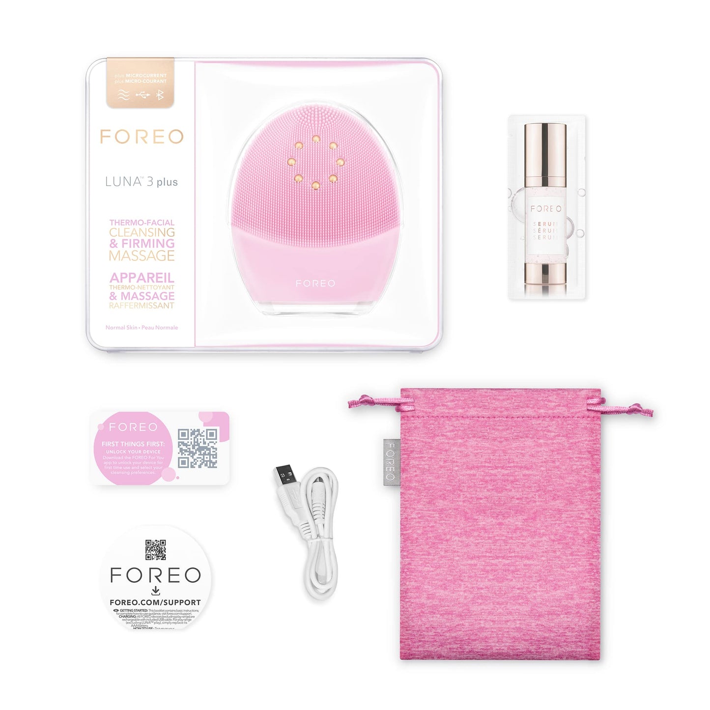 FOREO LUNA 3 Plus für normale Haut – Thermo-Gesichtsreinigungsbürste, Mikrostrom Facelifting, ultrahygienisch, T-Sonic Massage & App-verbunden