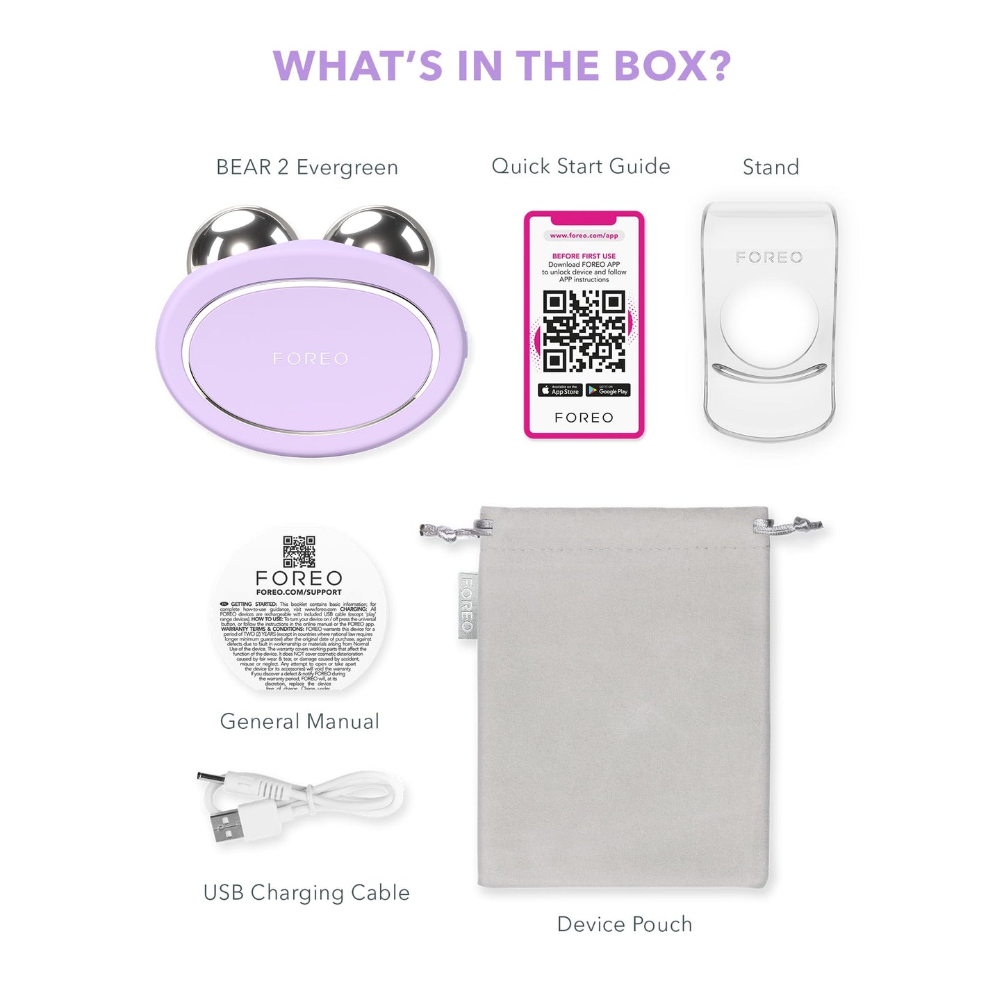 FOREO BEAR 2 Gesichtsmassagegerät mit Mikrostrom – Face Lifting, Toning, Anti-Aging, Straffung & Festigung, nicht-invasiv – Lavender