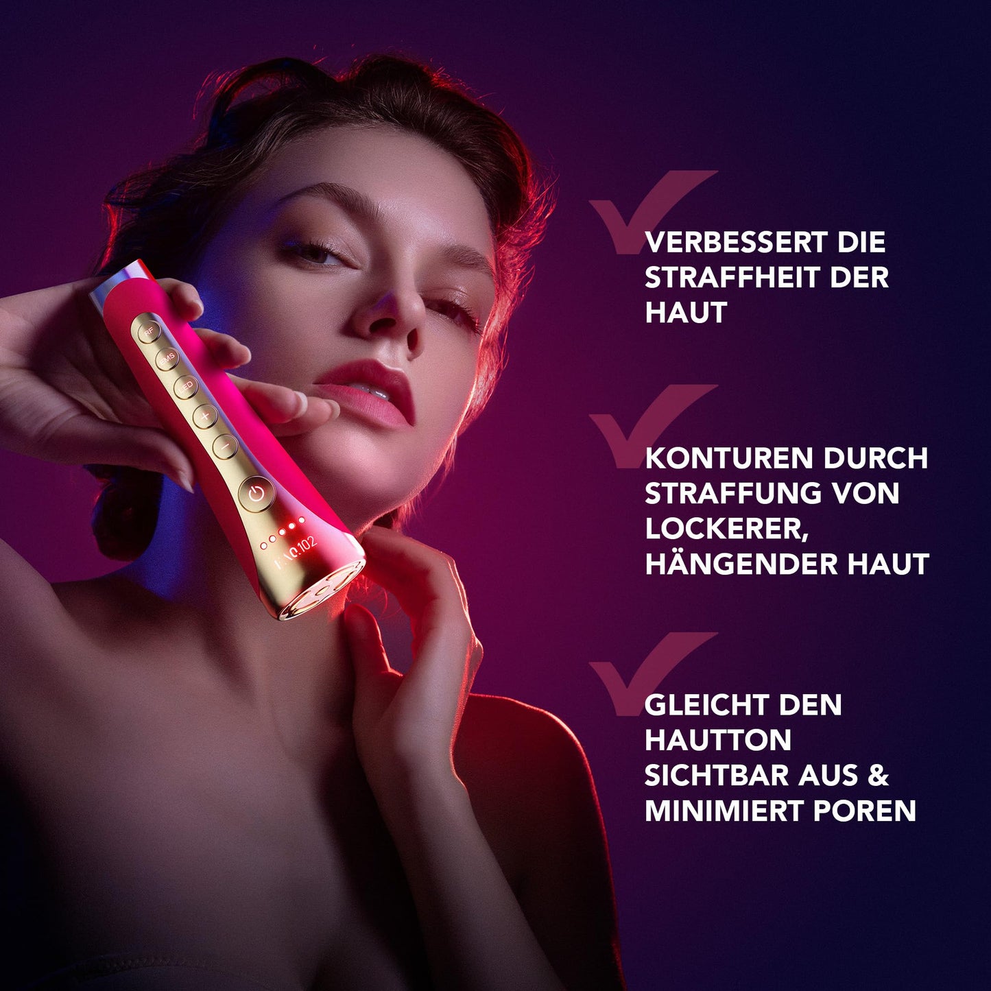 Beauty Answer FAQ 102 Set – EMS, RF & 8-LED Lichttherapie Gesichtsstraffungsgerät + FAQ P1 Manukahonig Primer 30 ml – Radiofrequenz & Lichttherapie